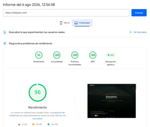 Captura PageSpeed