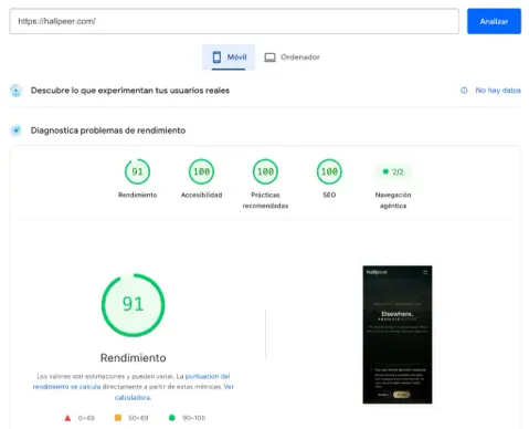 Captura PageSpeed